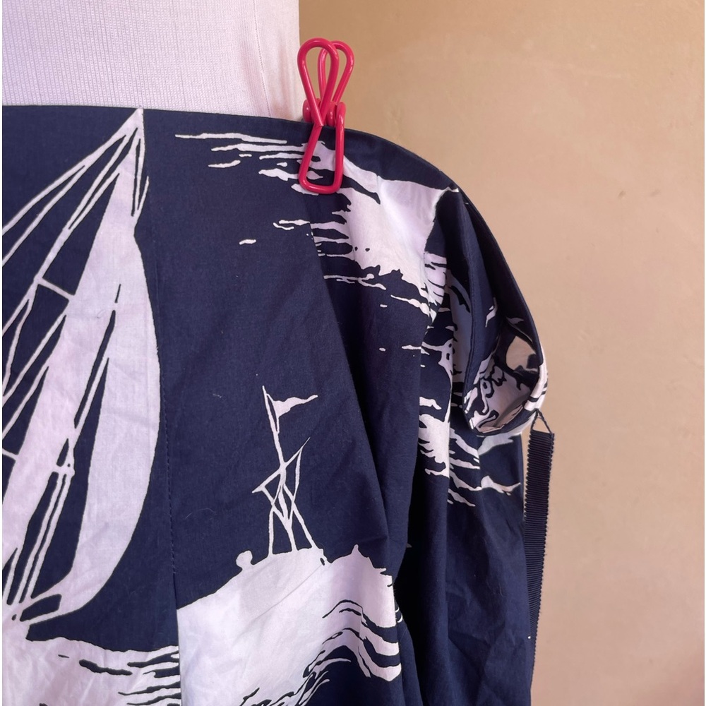 TALBOTS Navy Blue White Nautical Sail Boat Skirt Removable Tie Plus Sz 16W NWT - Picture 9 of 12